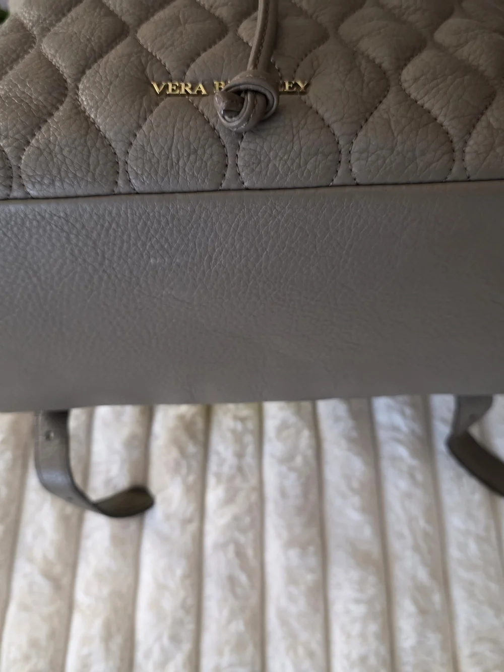 Vera Bradley Leather Quilted Gray Women’s Backpack Purse
